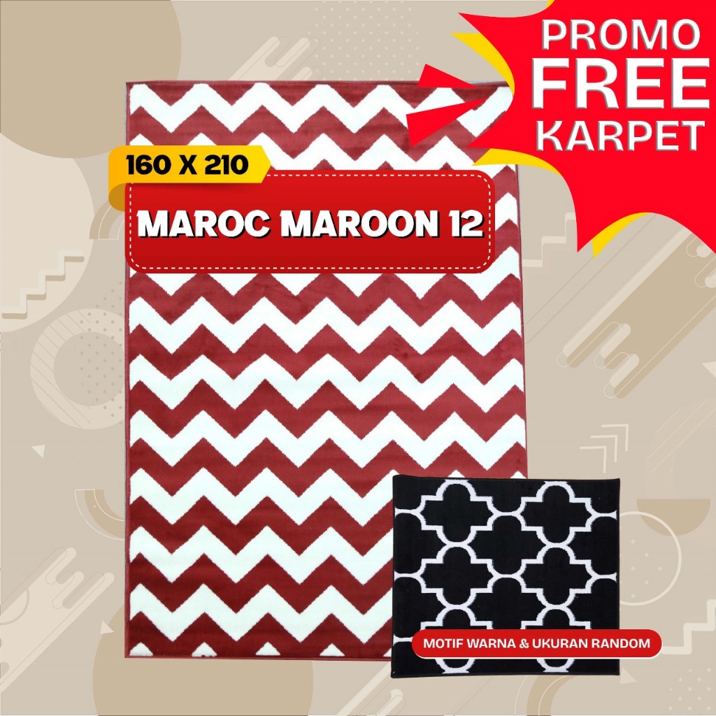 PROMO KARPET MAROC 160x210 MAROC MAROON 12 + FREE KARPET