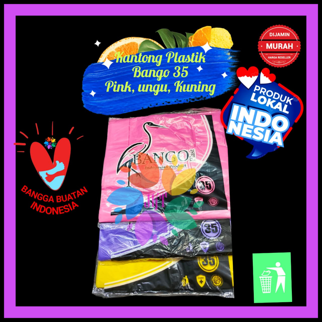 Kantong Plastik Warna Warni Kresek 300 gram Kalong Bango Pink Ungu Kuning Hijau Rainbow
