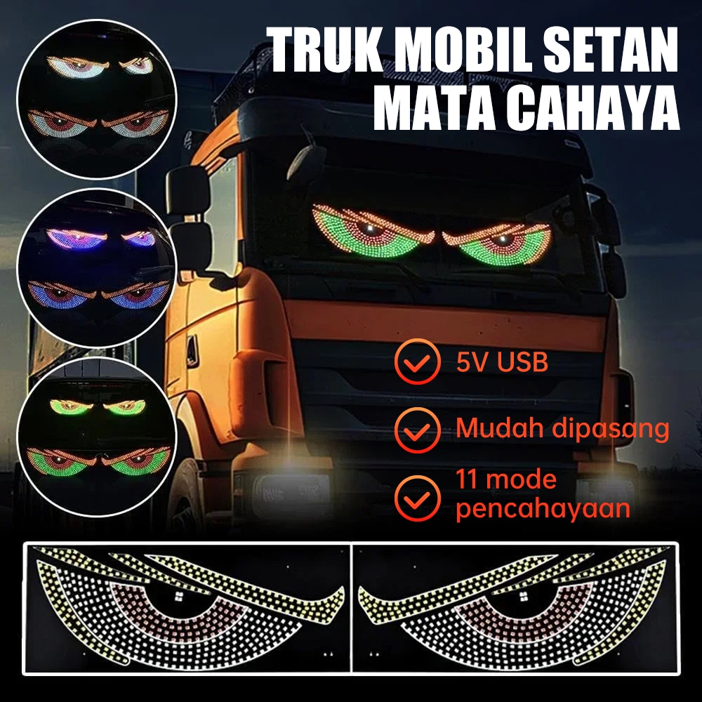 Lampu Animasi Kaca Mobil LED Strip Matrix Panel P5 Mata Iblis Bergerak Running Text Fleksibel