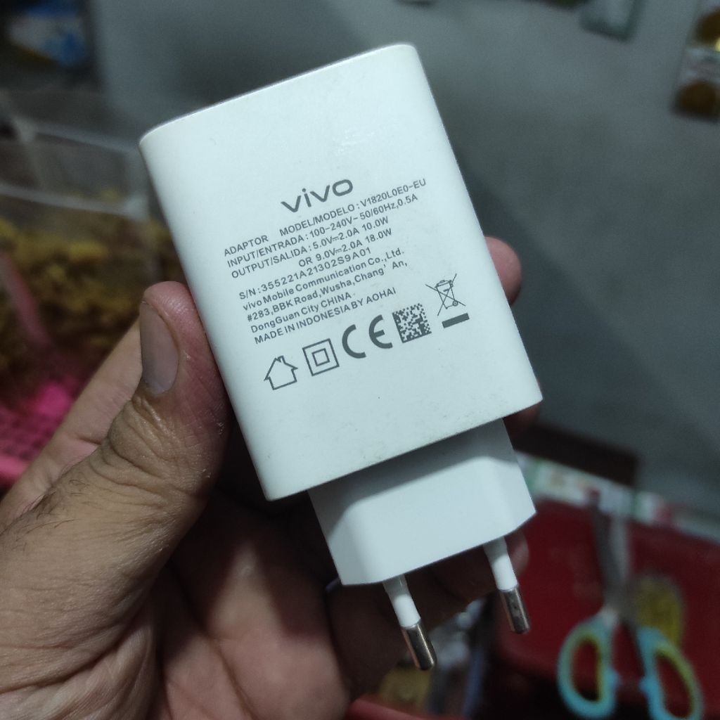 Adaptor Vivo 18 watt fast charging batok besar