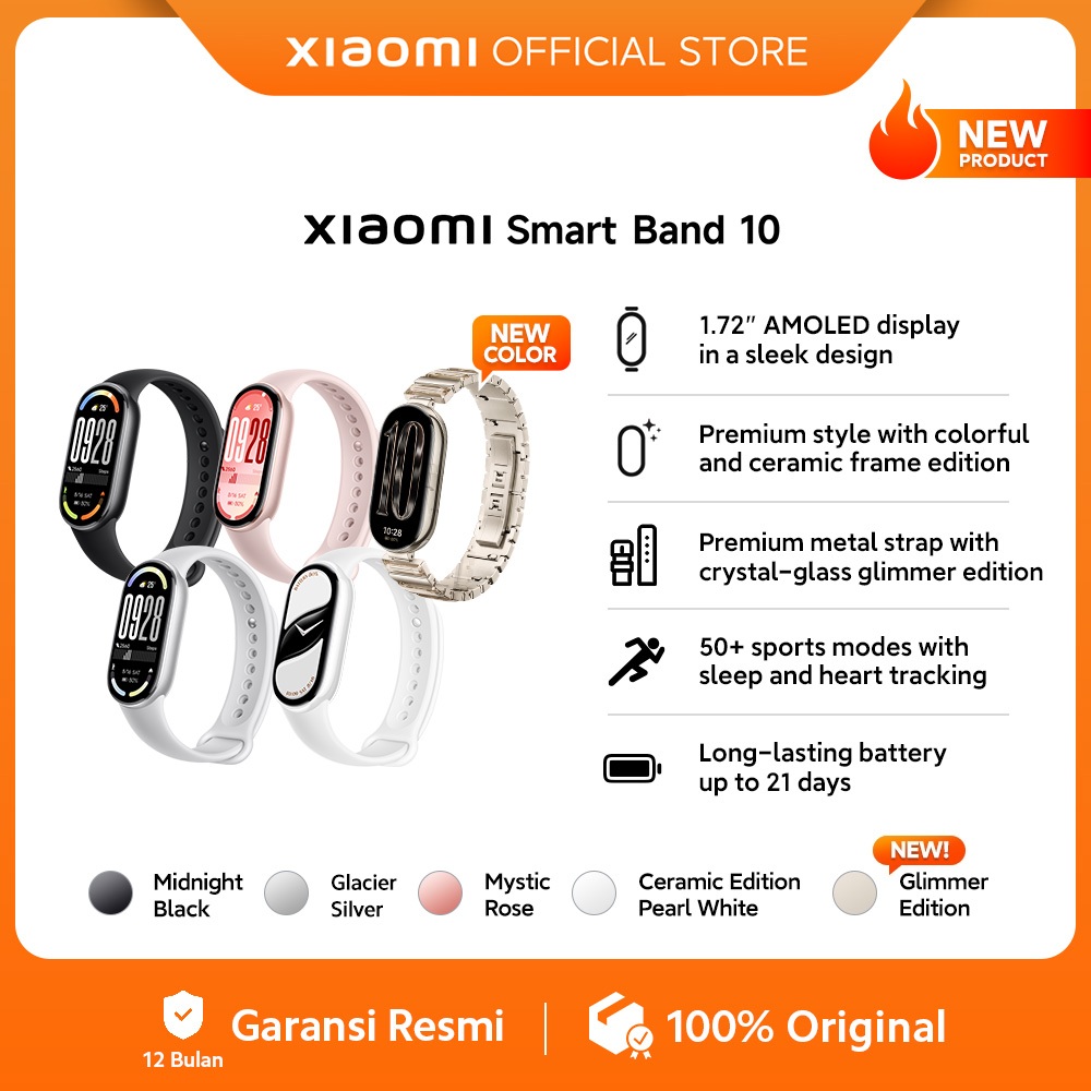 Xiaomi Smart Band 10 | 1.72" AMOLED display in a sleek design | Premium style with colorful and cera