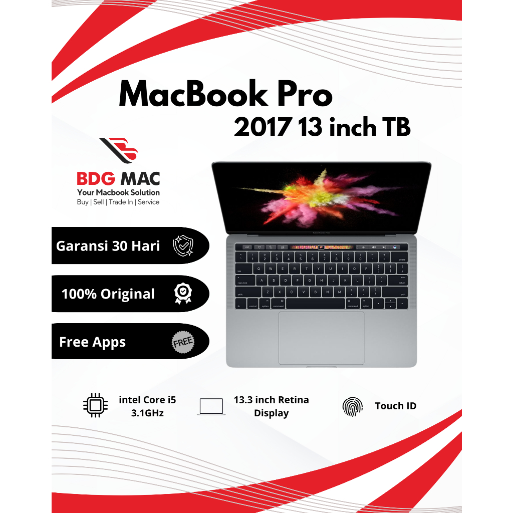 Macbook Pro13 inch 2017 Touchbar RAM 8GB SSD 256GB Second Original