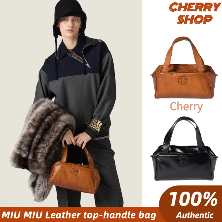 MIU MIU Leather top-handle bag / MIUMIU Tas pegangan atas kulit