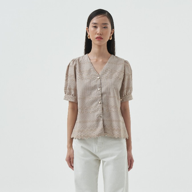 Helio JAELANY Kemeja Wanita Lengan Pendek - Blus Wanita Lengan Pendek - Blus Kekinian - Atasan Casua