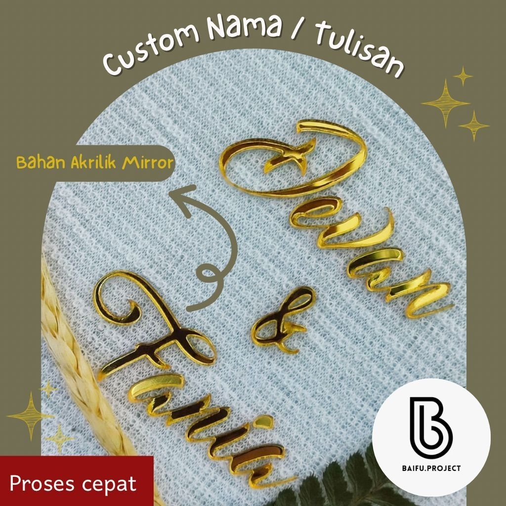 Nama mahar / huruf timbul / Logo akrilik