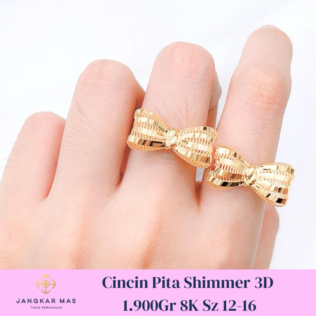 CINCIN EMAS PITA SHIMMER 3D BERAT 1.900GR KADAR 8K