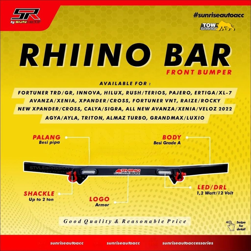 Towing Bumper Depan Rhino Blank Innova Reborn 2016-2018