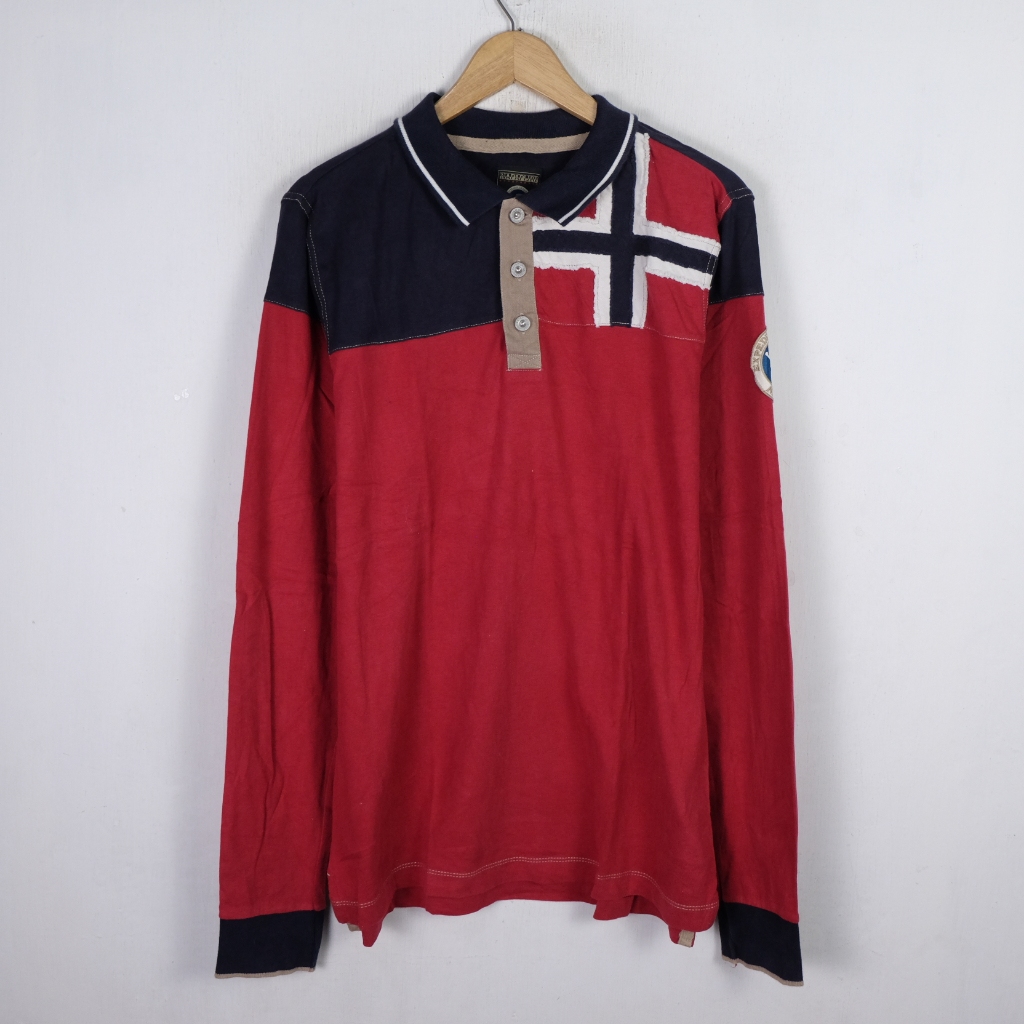 KAOS NAPAPIJRI LONG SLEEVE RUGBY POLO SHIRT LS12 SIZE M ORIGINAL PRELOVED