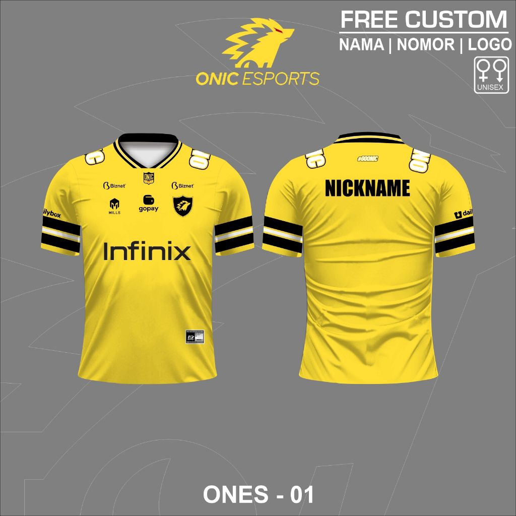 Jersey onic ersport baju gaming kaos jersey onic free tambah nama dan logo