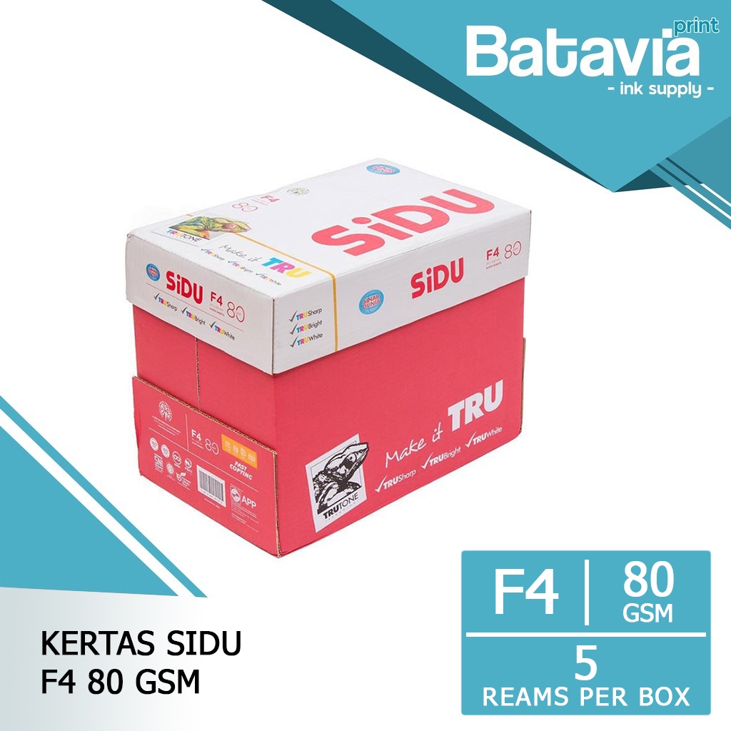 Kertas HVS F4 80 GSM SIDU 1 Box / 5 Rim
