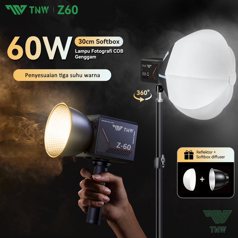 TNW Z60 Rechargable LED Video Light Portable Softbox Lighting Professional Fotografi Light 2800K-750