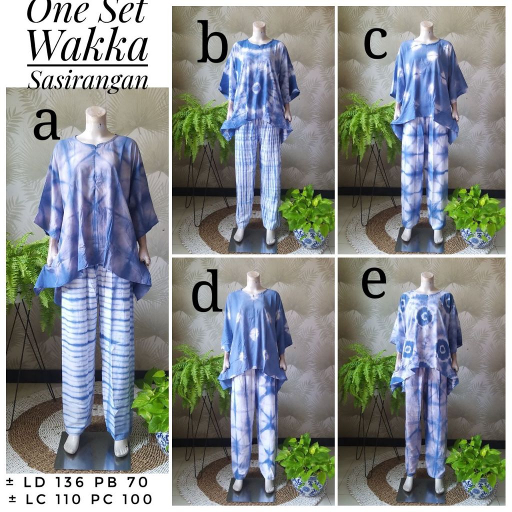 SASIRANGAN SET WAKA Colet Setelan Celana Panjang Rayon Premium Jumbo Resleting Depan One Set Terbaru