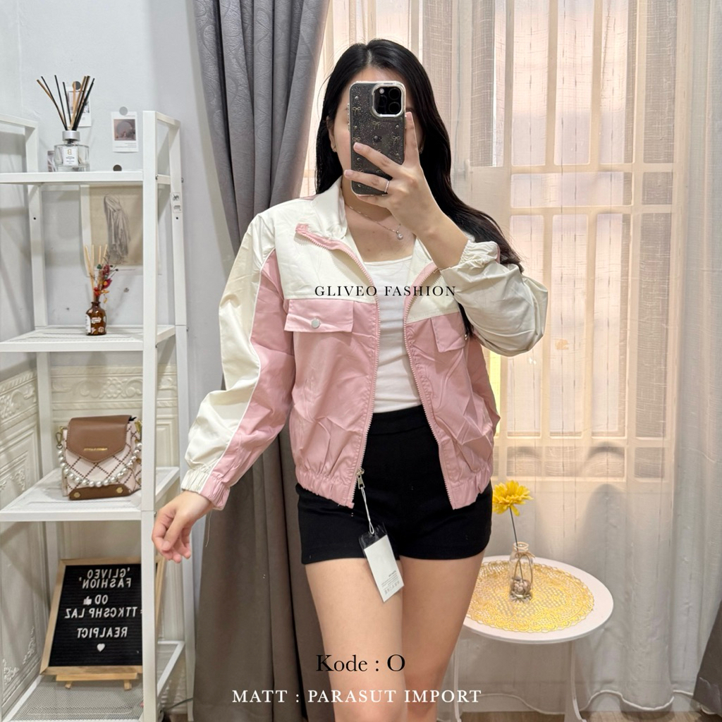 GLIVEO (COD) - JAKET KOREA PARASUT IMPORT PREMIUM / JAKET PARASUT CEWEK / JAKET HOODIE WANITA