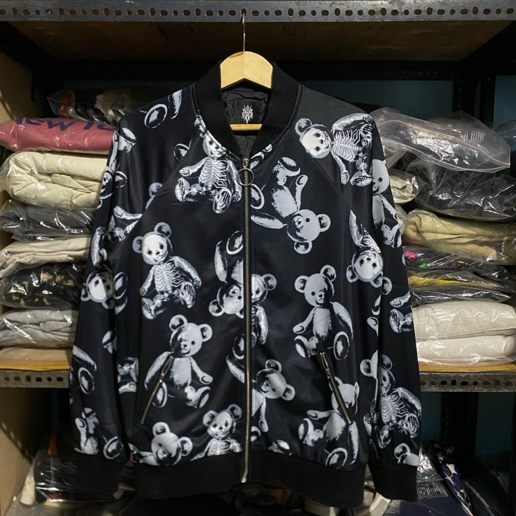 Drug Honey Harajuku Bear Jacket Hitam Size 70x53  Minor Kepala Zip Kantong
