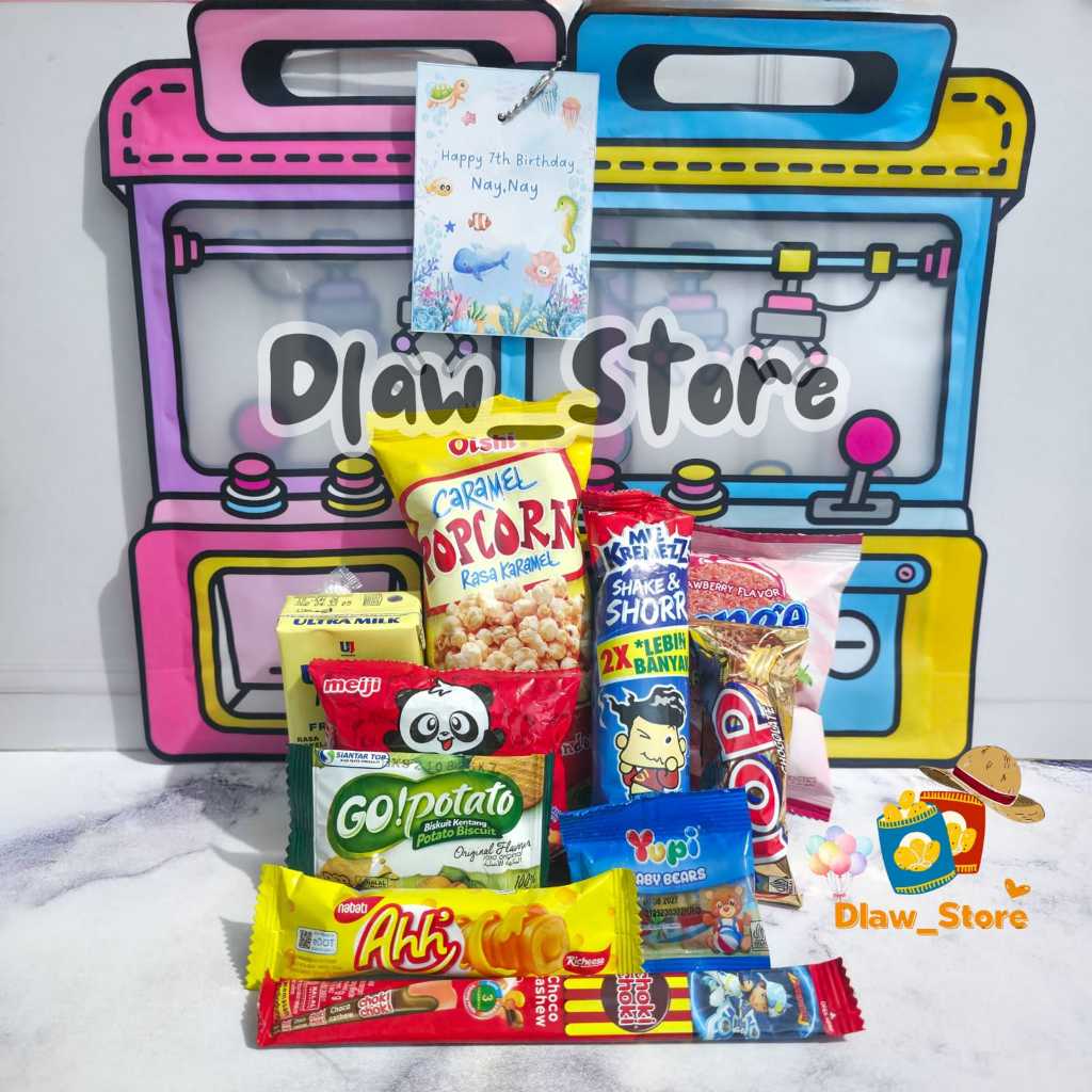 Paket Snack ulang tahun goodiebag reguler / goodie bag ulang tahun /sovenir ulang tahun kemasan tas 