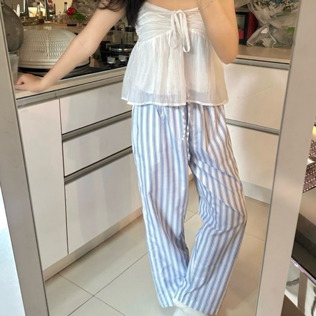 Karyline Betty Boop Pants | Blue Stripe Pants | Celana Panjang Garis Garis Wanita
