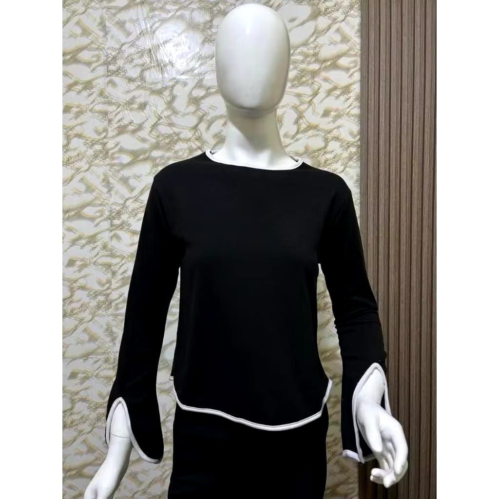 GS.MODEL /Elana Top | Atasan Knit Wanita Kekinian Model Lengan Belah Terompet