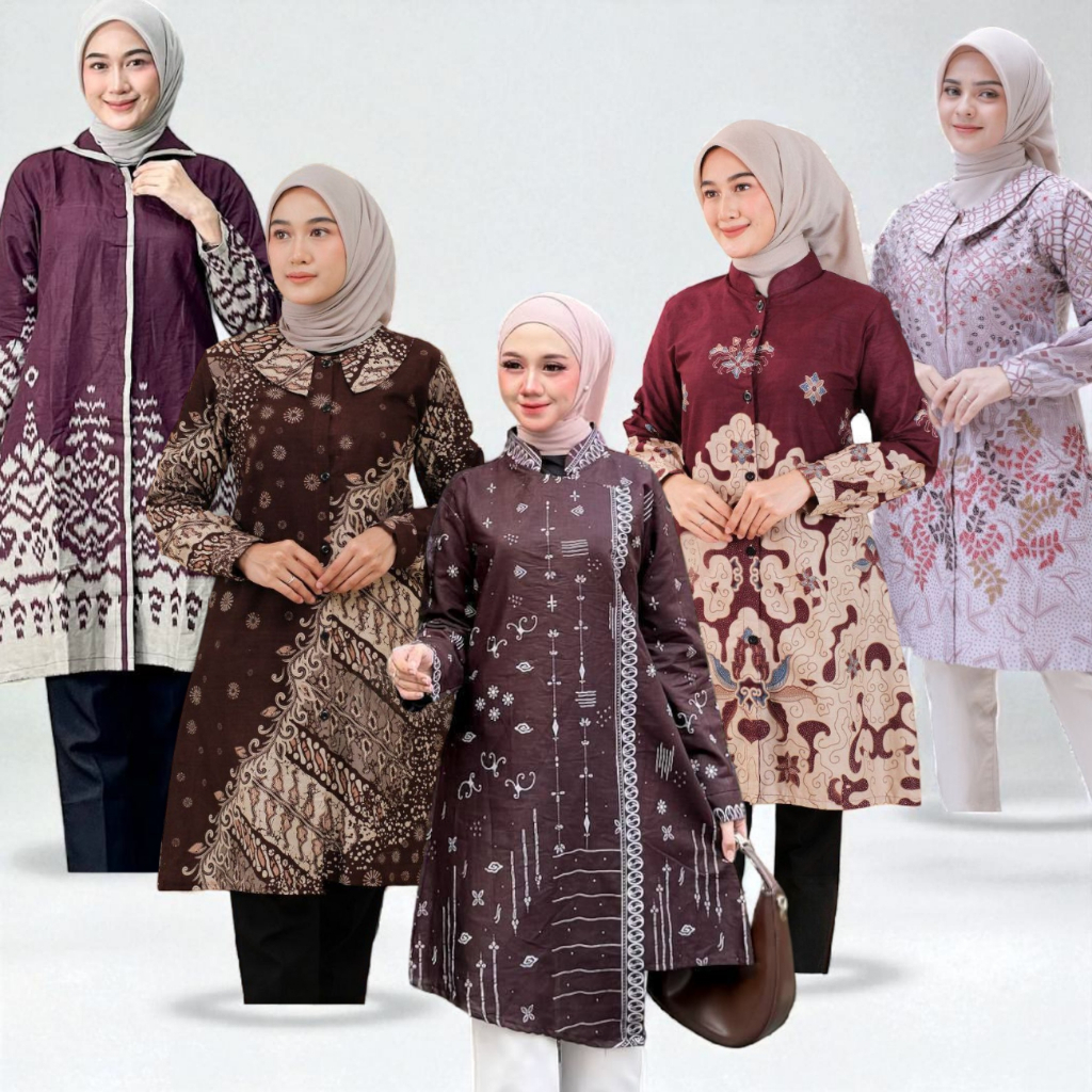 Baju Atasan Batik Wanita Kerja Seragam Terkini
