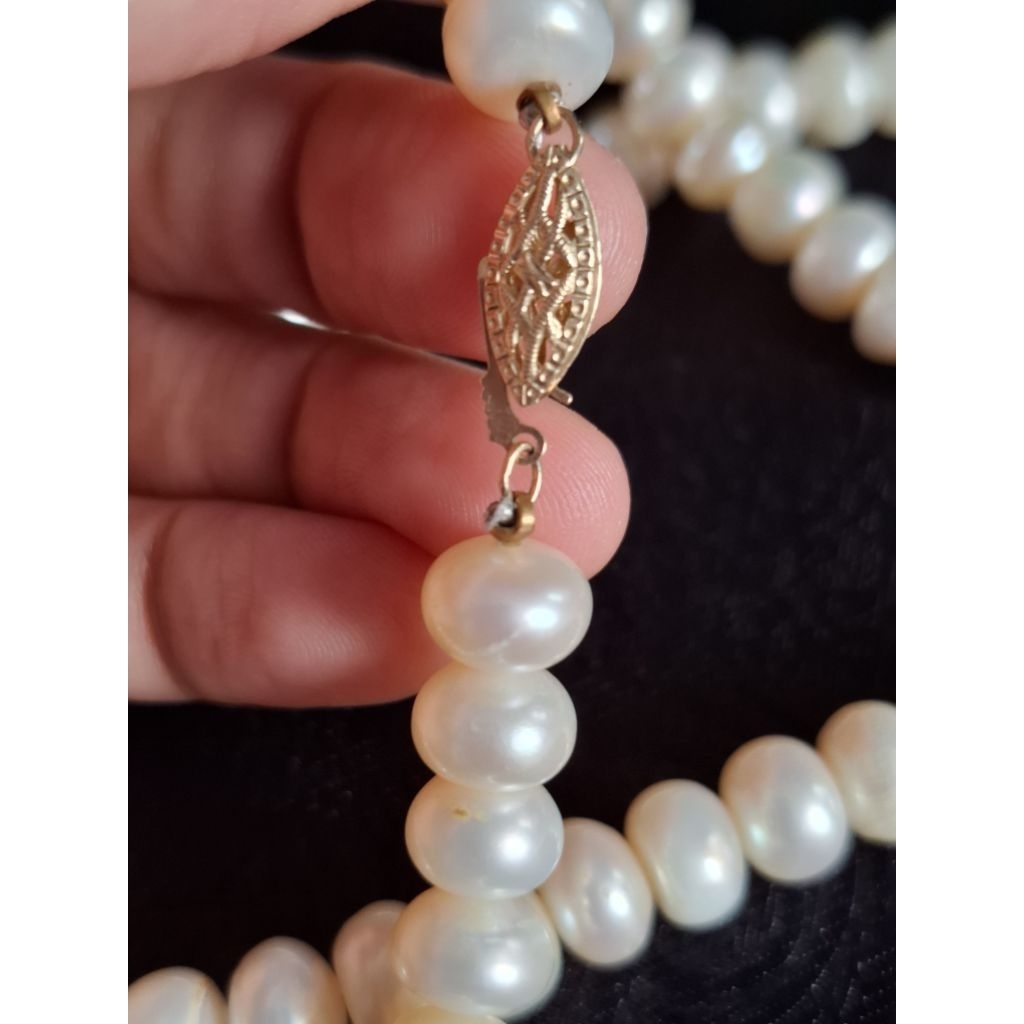 kalung mutiara asli ikatan emas 14 k