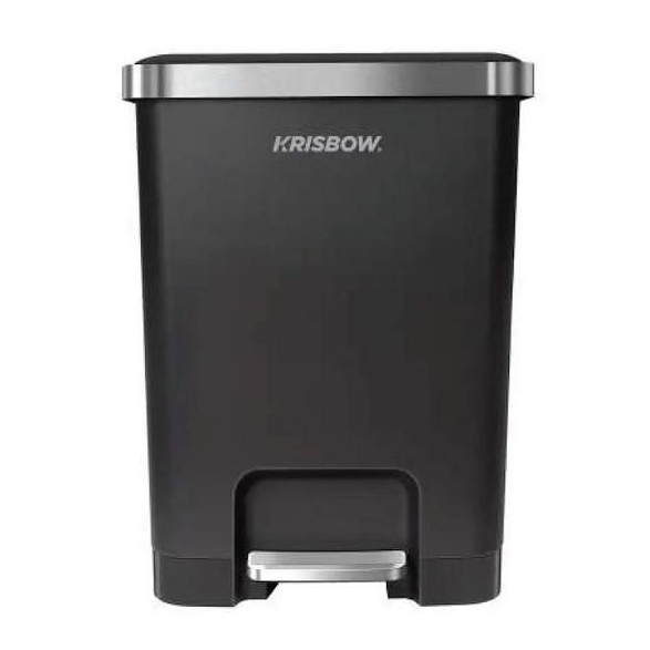 Krisbow Tempat Sampah 15L Pedal Soft Close Rectangle - Hitam Tong Sampah Pedal Wadah Pembuangan Alat