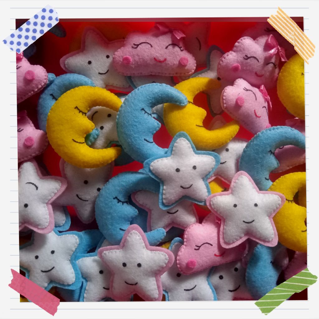 Aplikasi Boneka Flanel // Aplikasi Hiasan Flanel // Awan Flanel // Bulan Flanel // Bintang Flanel