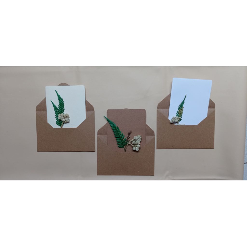 Greeting Card Kartu Ucapan Bunga Kering Kado Gift Estetik