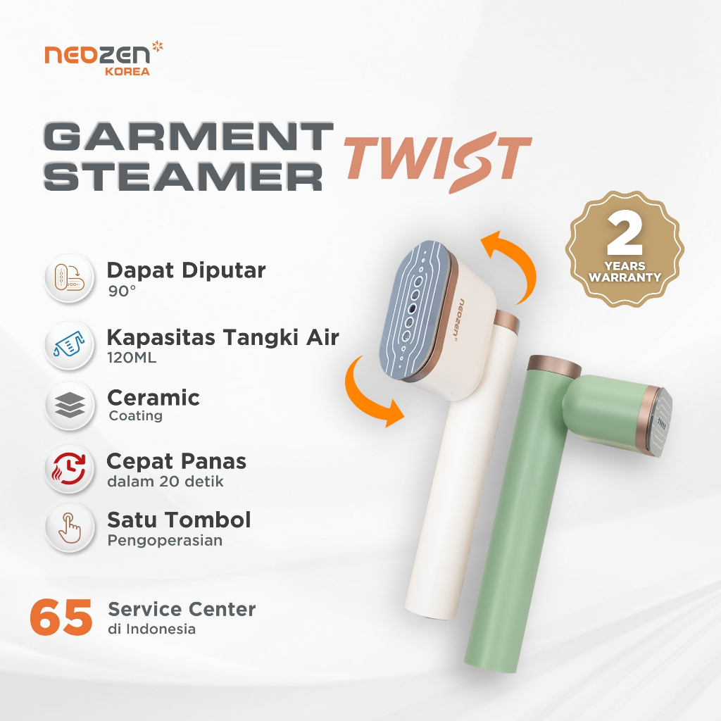 Neozen Garment Steamer Twist  - Setrika Uap Mini Travel Portable Steam Iron Multifungsi Low Watt