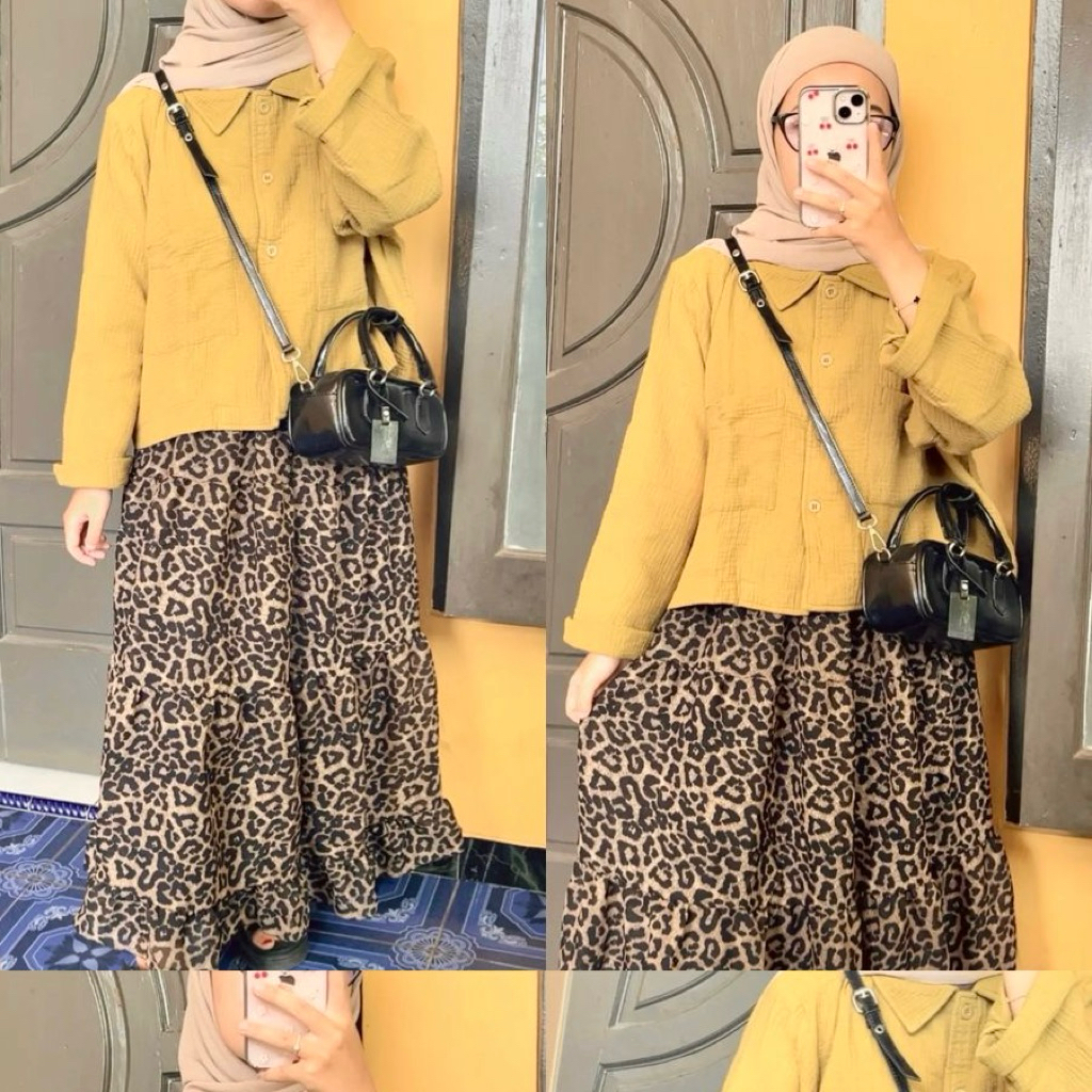 ROK MOTIF LEOPARD LEOPARD SKIRT ROK SUSUN MOTIF MACAN