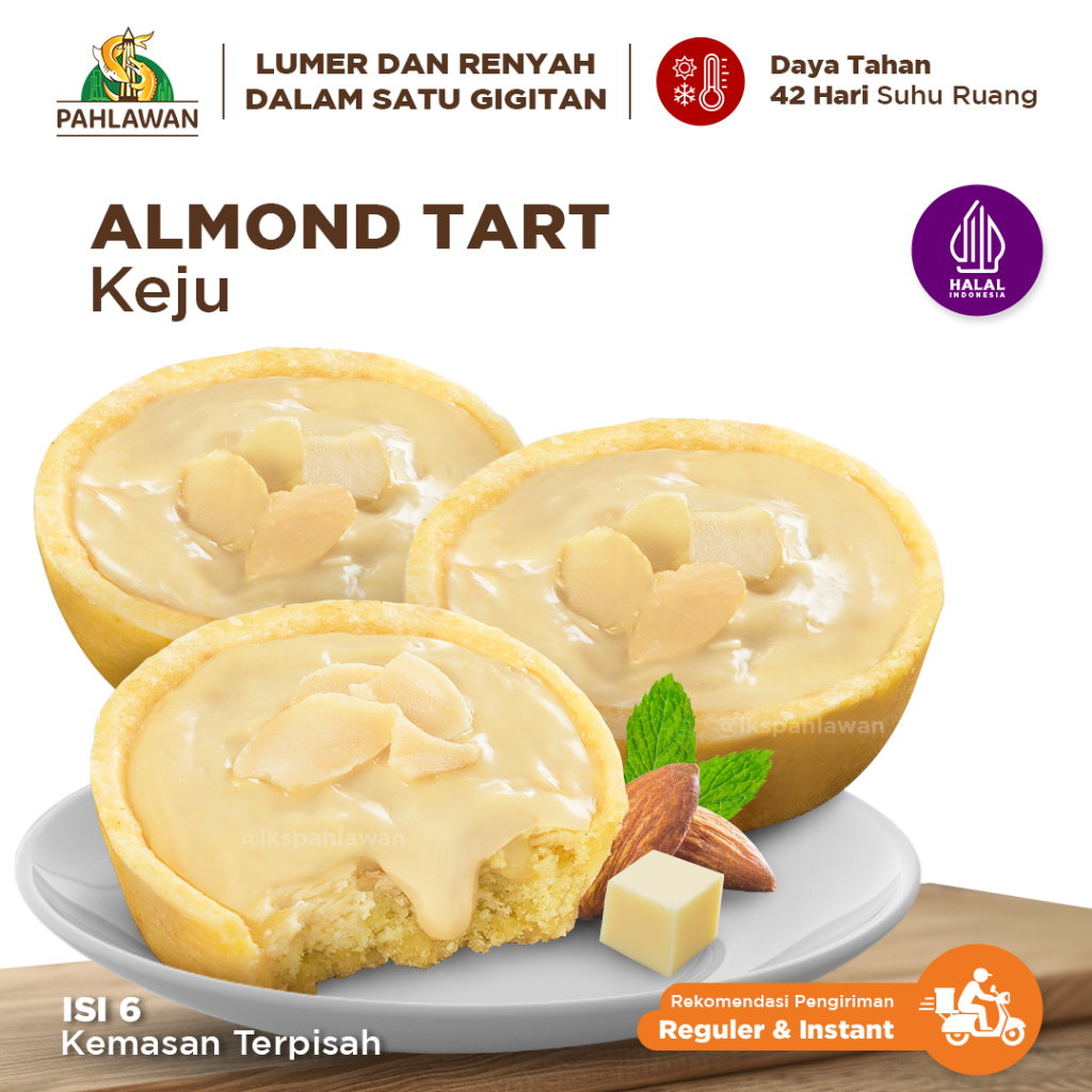 Lapis Kukus Pahlawan - Almond Tart Keju - 6 Pcs - Oleh-oleh Khas Surabaya