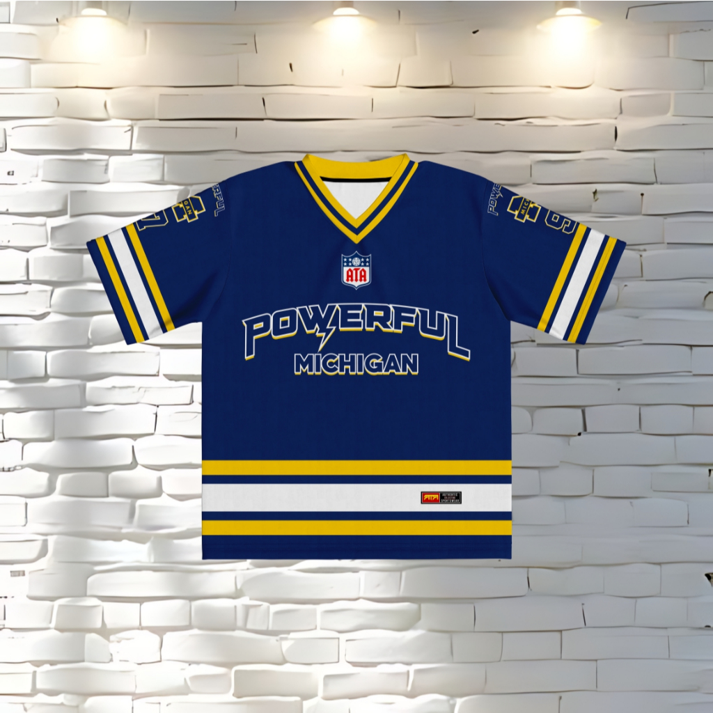 JERSEY POWERFUL MICHIGAN BLUE PRINTING FREE NICKNAME