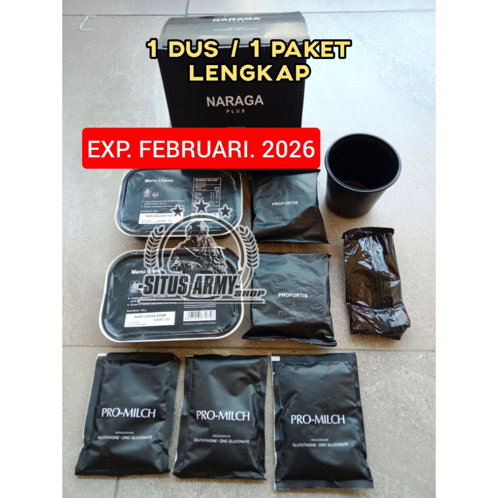 1 paket naraga plus. ransum tni exp. JUNI JULI 2026. ransum tni. naraga tni. ransum nasi tni. makana