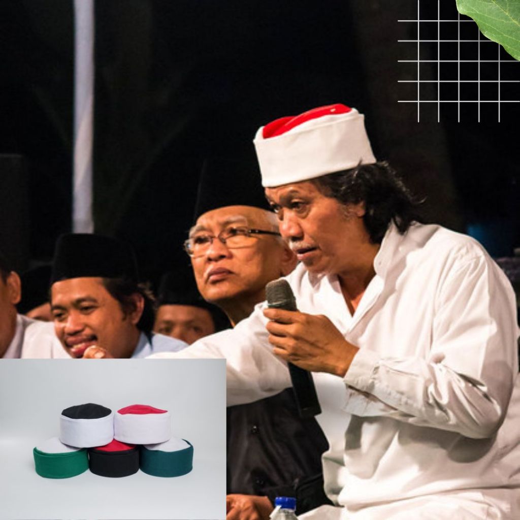 Peci Maiyah Cak Nun Original, Peci Maiyah Merah Putih – Kopiah Bulat Original Cak Nun