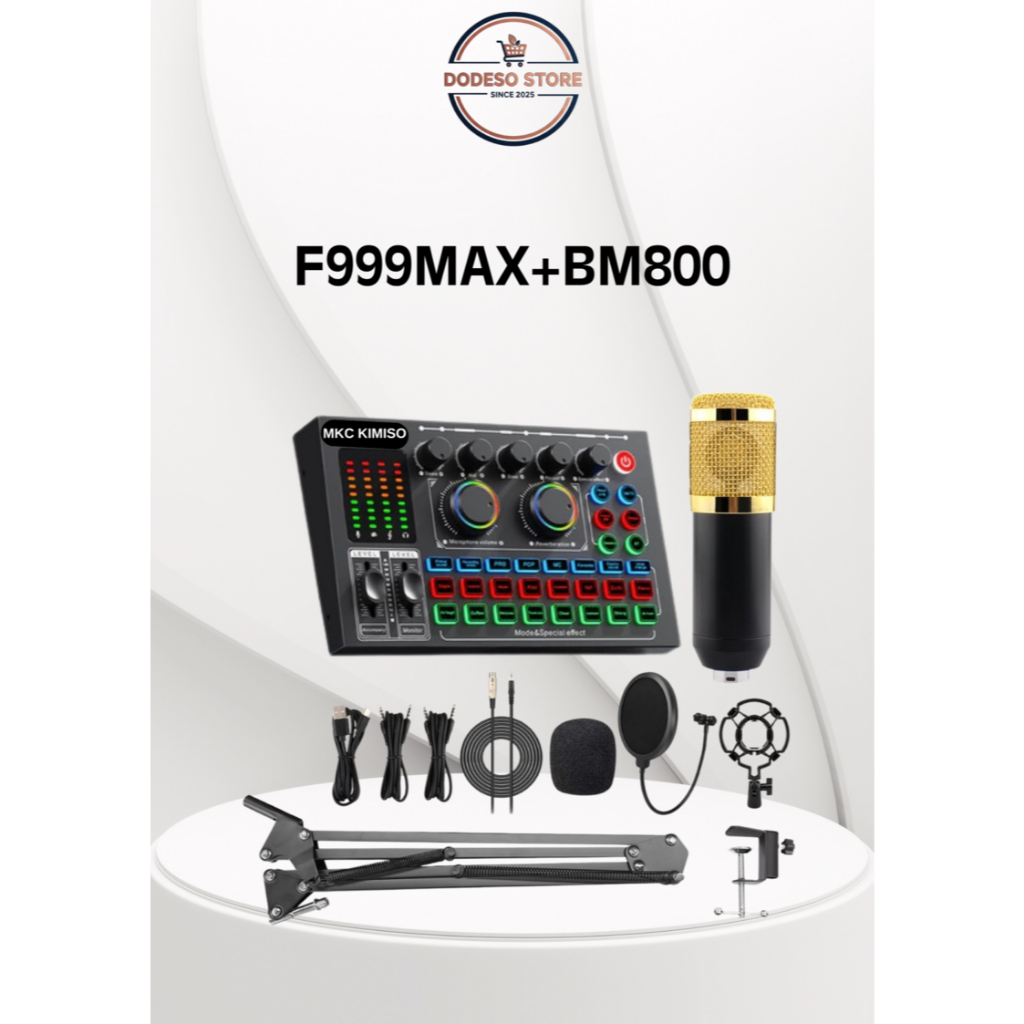 Paket Lengkap Soundcard F999MAX HITAM+BM800