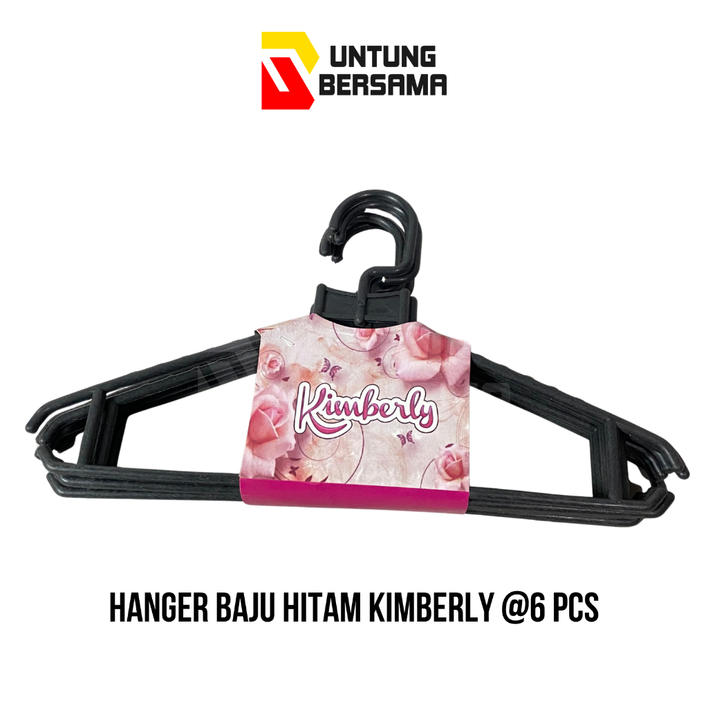 (6 PCS) HANGER PLASTIK HITAM KIMBERLY GANTUNGAN BAJU / HANGER BAJU HITAM