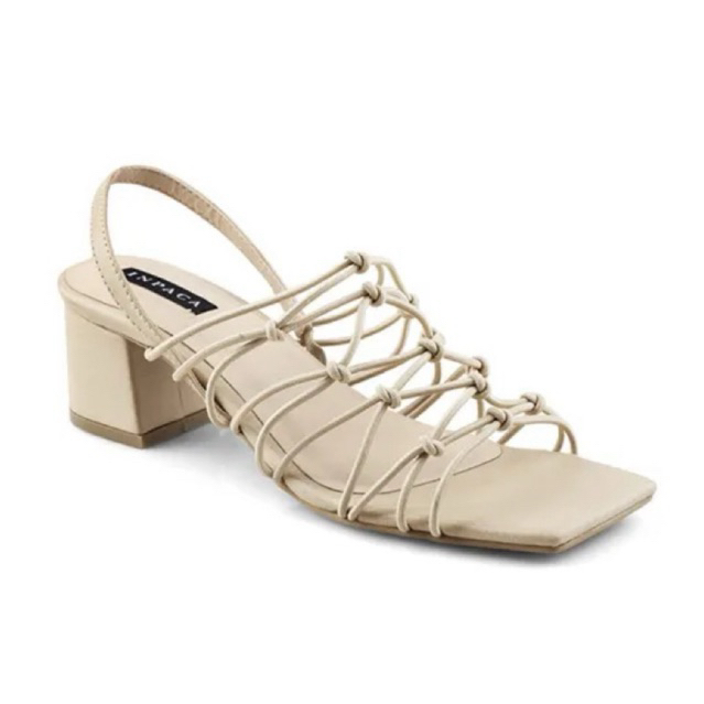 preloved new Inpaca block heels nude light beige sandal wanita hak strappy 37 gift hampers