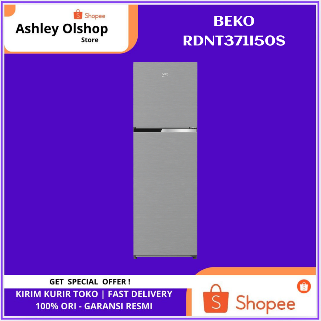 Kulkas 2 Pintu Beko RDNT371I50S Kapasitas 371 Liter Kulkas Beko Top Freezer Waarna Abu-Abu