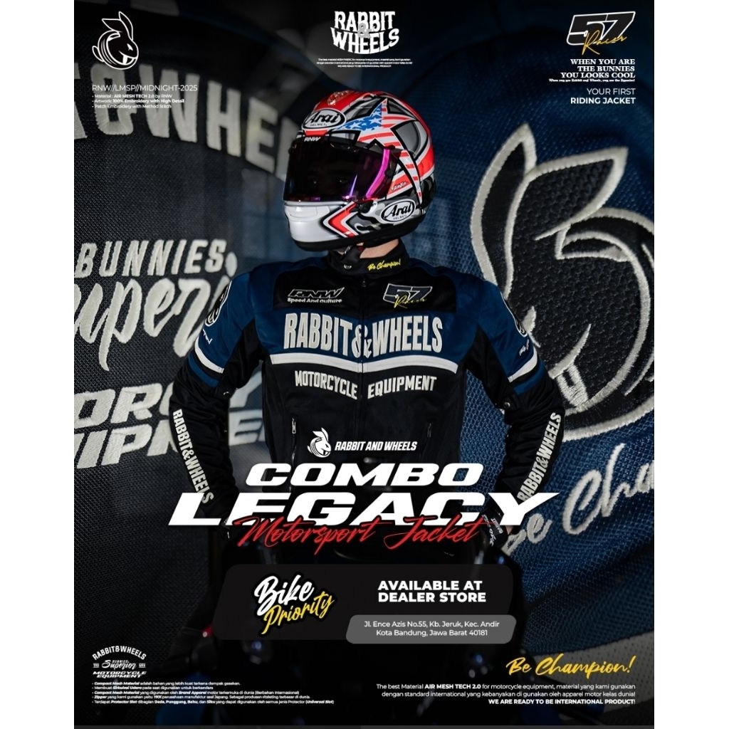 Rabbit And Wheels Combo Legacy Navy Motosport Jacket