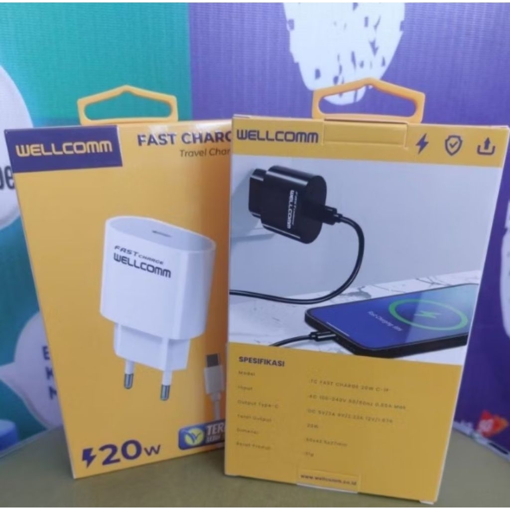 CHARGER WELLCOMM FAST CHARGER PD 20W TYPE C TO IPHONE