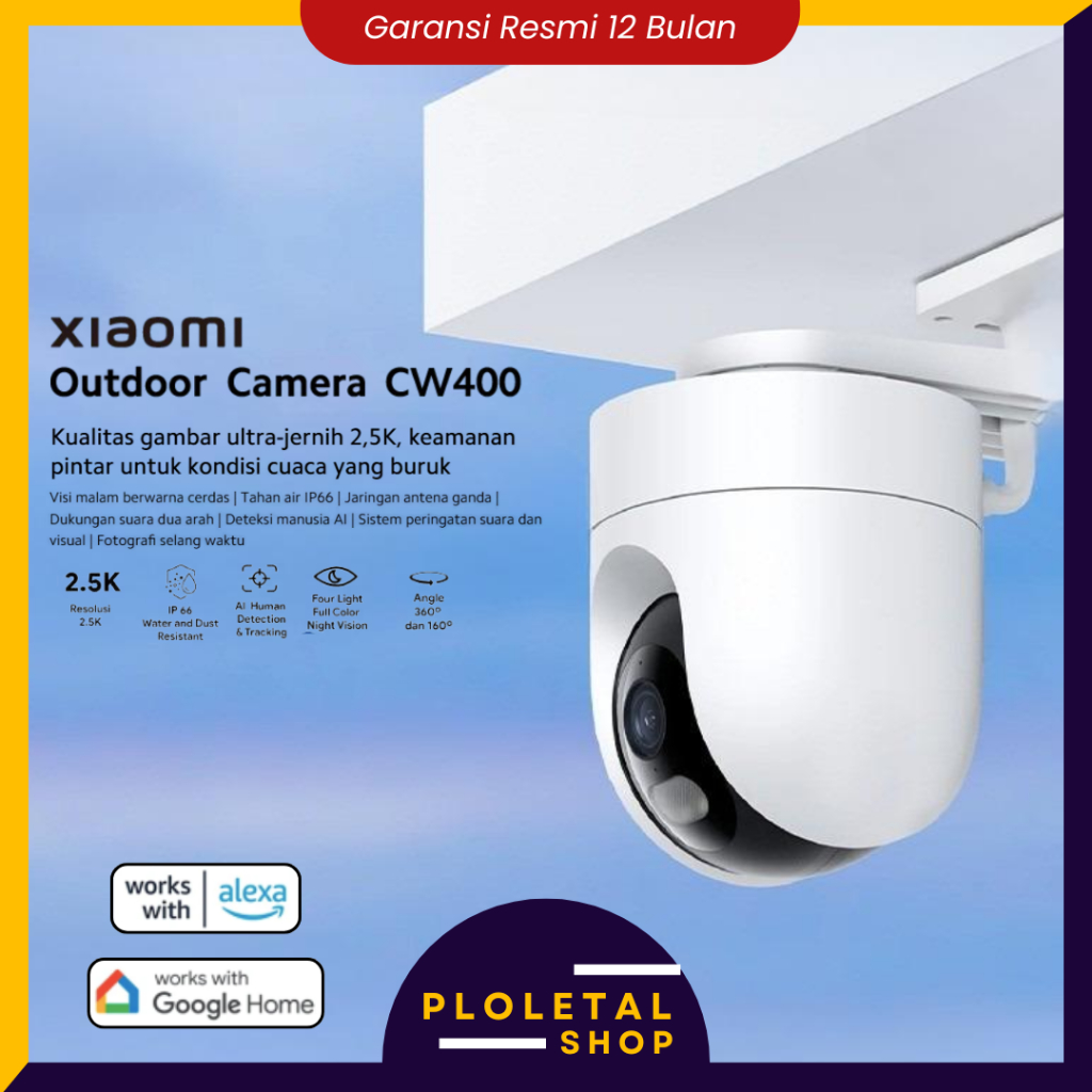 Xiaomi CCTV CW400 Outdoor Camera 4MP Resolusi 2.5K Ultra-Clear 360° IP66 Human Hetection Kamera Peng