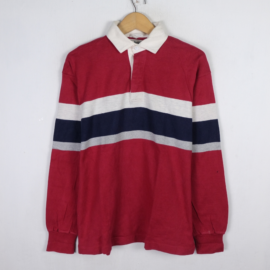 KAOS VINTAGE LL BEAN STRIPE LONG SLEEVE RUGBY POLO SHIRT LS38 SIZE M ORIGINAL PRELOVED