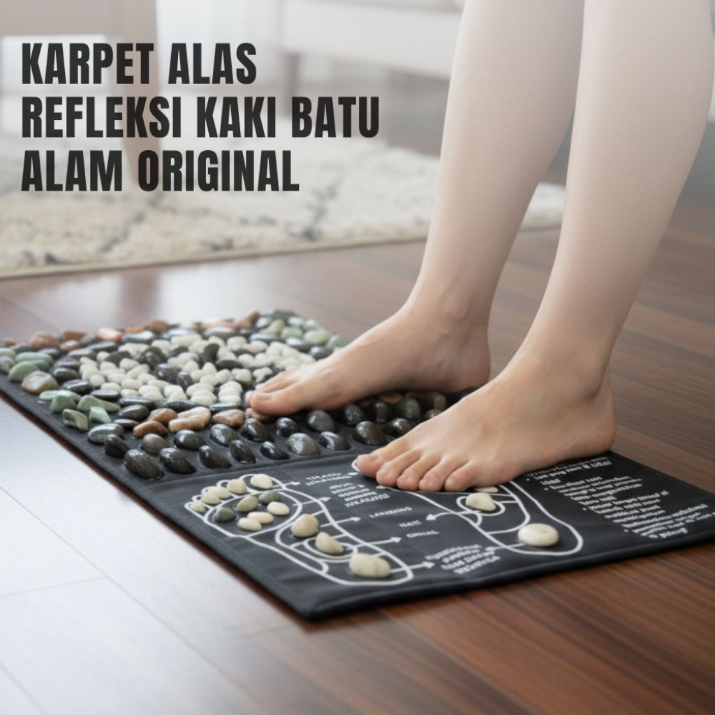 Karpet alas terapi kaki refleksi kesehatan akupuntur gelombang refleksi kaki batu alami