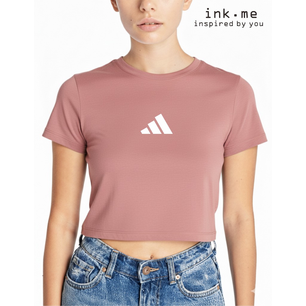 KAOS CROP TOP TIGA GARIS / KAOS WANITA LOGO TIGA GARIS / KAOS OLAHRAGA