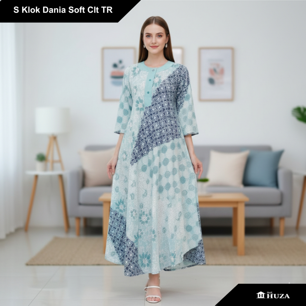 Batik Huza Daster Batik Panjang Gamis Rayon Sedress Batik Klok Dania Soft Clt TR