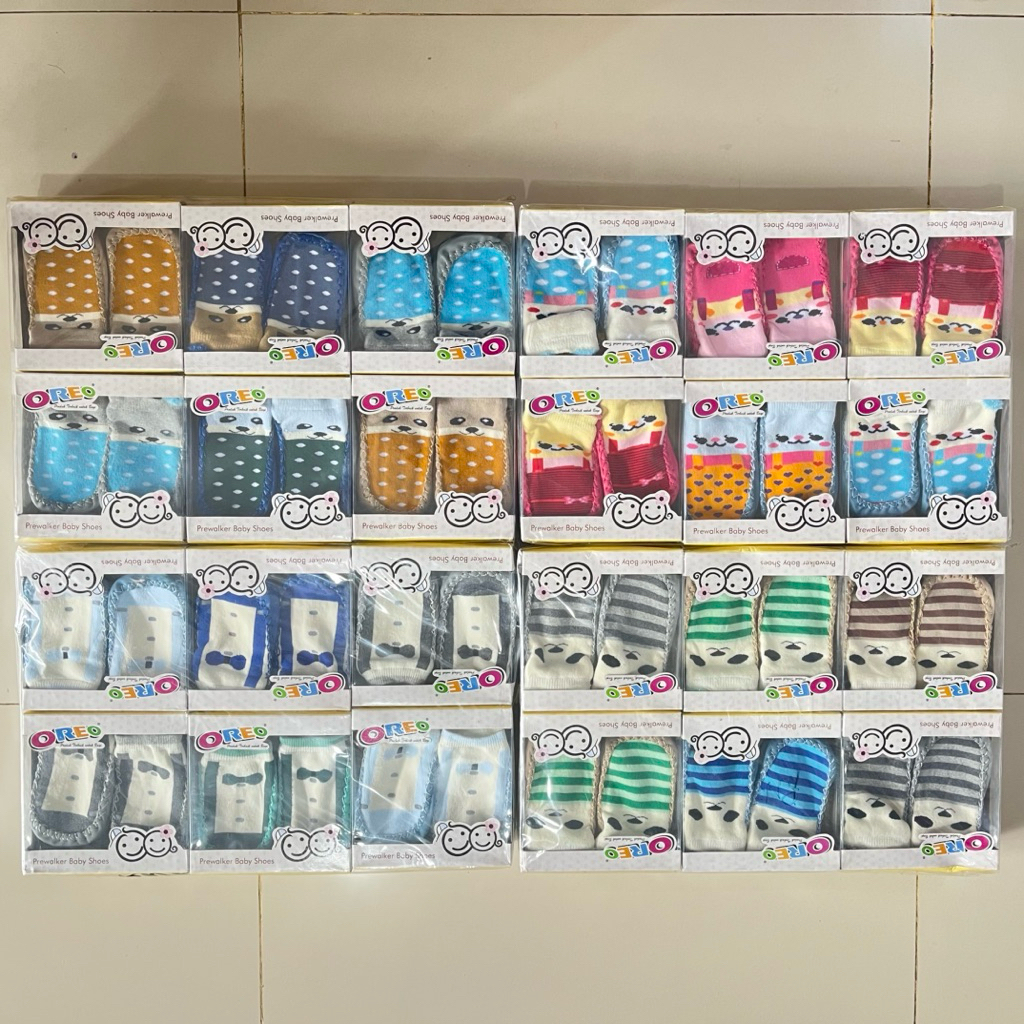 (GROSIR 12PC) Kaos Kaki Bayi OREO MIKA / Kaos Kaki Bayi Sepatu / Grosir Kaos Kaki Bayi