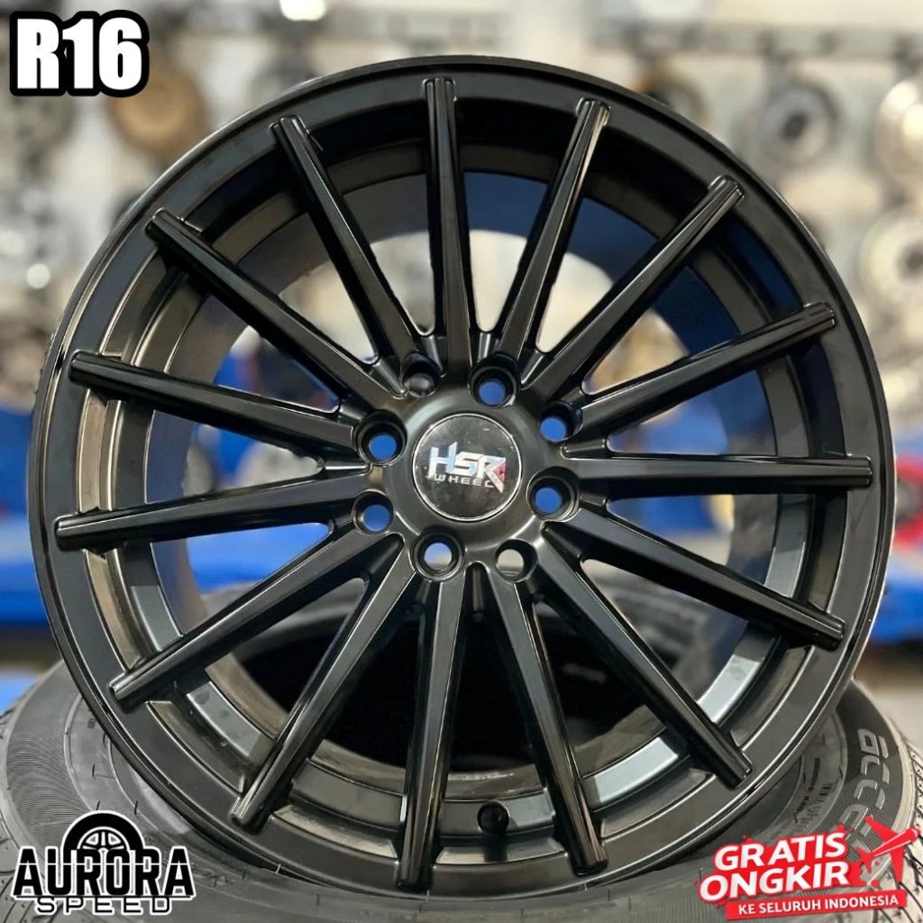 HSR TSUKUBA R16 lebar 7,5 hole 4 black Velg mobil ring 16 Avanza Xenia Mobilio Jazz City Vios Yaris