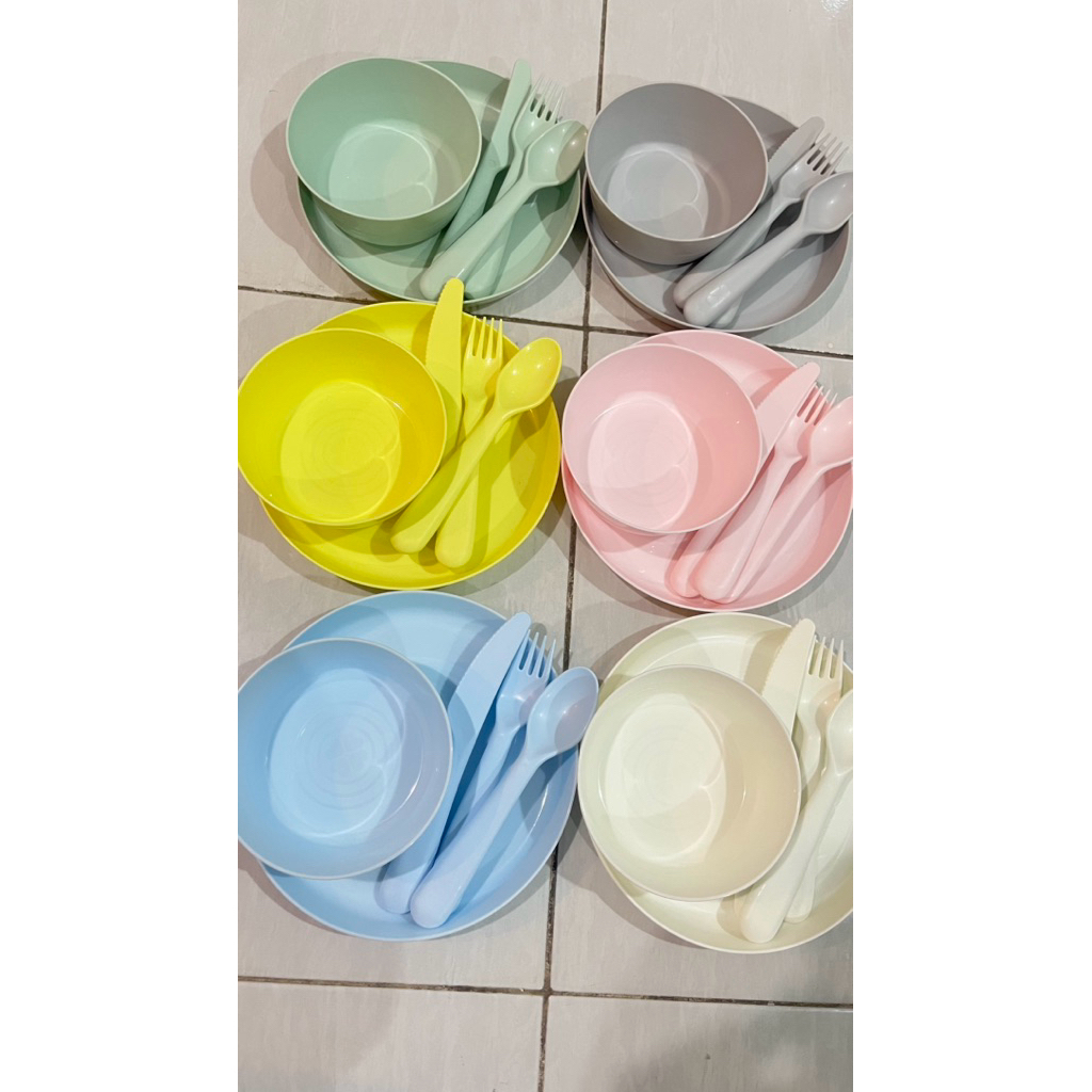 Peralatan Makan Anak IKEA isi 6 pcs Kalas IKEA / Piring IKEA / Mangkok IKEA / Sendok IKEA