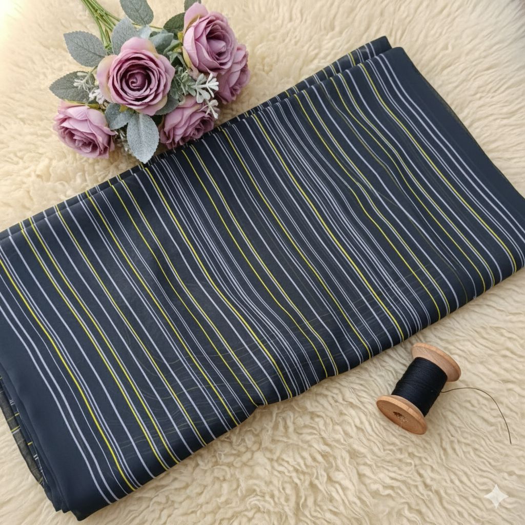 Kain Sifon Ceruty Motif Garis Kombinasi - Elegan, Flowly, Nyaman & Jatuh.