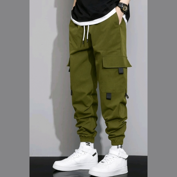 Celana Cargo Jogger Pria Wanita Elastis Olive Celana Cargo Style Korea Sport Joger Cargo Pants Keren