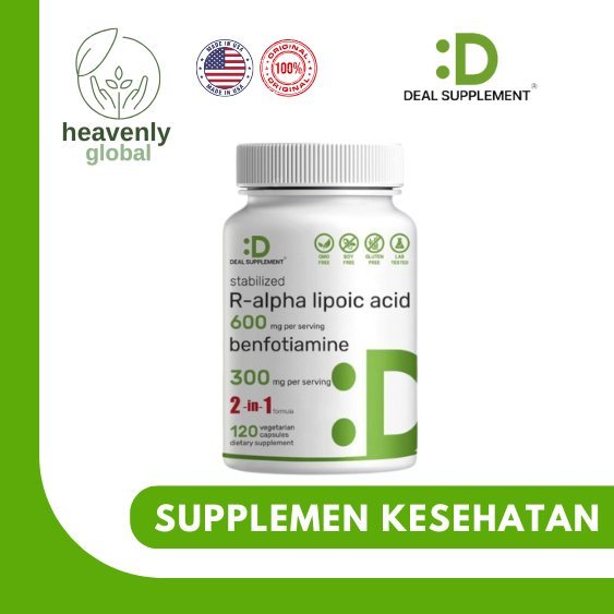 Deal Supplement R-Alpha Lipoic Acid 600mg with Benfotiamine 300mg - 120, Non-GMO & Gluten Free