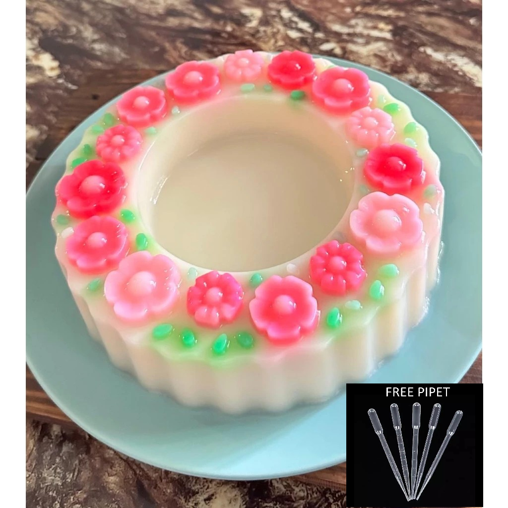 Cetakan Puding Motif Bunga  Free Pipet Plastik Premium Diameter 20cm  / Cetakan Bolu Puding Loyang /